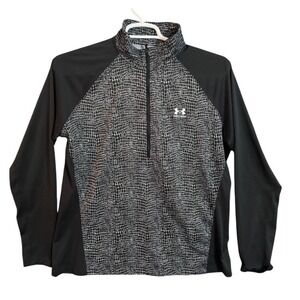 UnderArmour Loose Fit Quarter Zip Pullover Women's XXL Black White Snake Print
